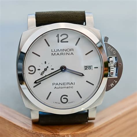 panerai luminor marina white gold|pre owned Panerai Luminor marina.